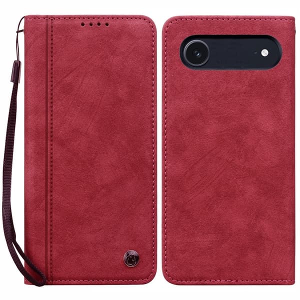 iPhone Air Konstläder Plånboksfodral med Rem Lines Pattern - Röd Röd