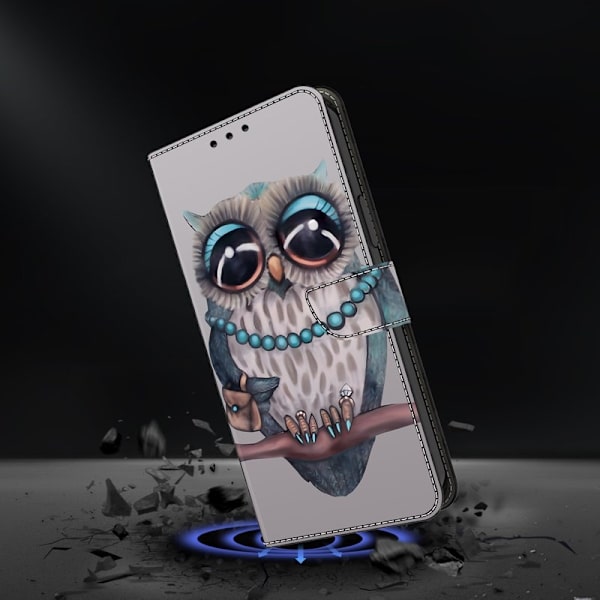 Samsung Galaxy S26 Plånboksfodral Fällbart Ställ Konstläder Mönster - Uggla
