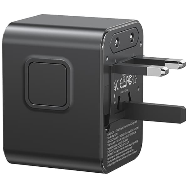 USAMS Rejseopladeradapter CC308 2xUSB-C 17W 4-i-1 US/AU/EU/UK - sort