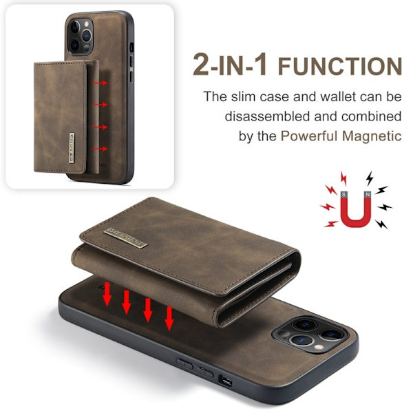 DG.MING Plånboksfodral med Ställ för iPhone 12 Pro Max - Brun