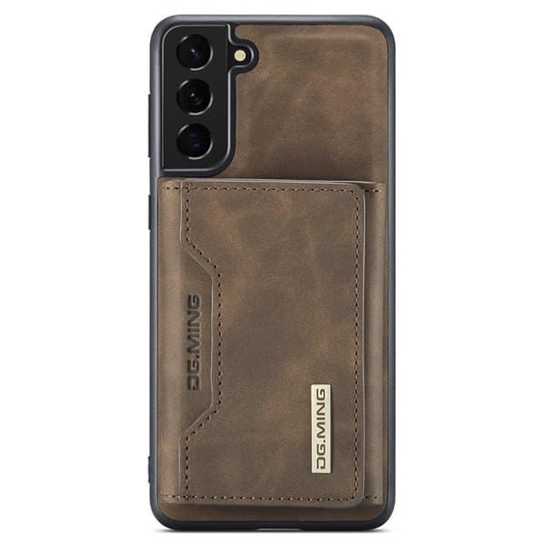 DG.MING Samsung Galaxy S24 Kickstand Konstläder Plånboksfodral - Brun