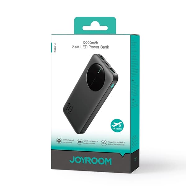Joyroom Powerbank 10000mAh 2xUSB-A 1xUSB-C 2.4A - Svart Black