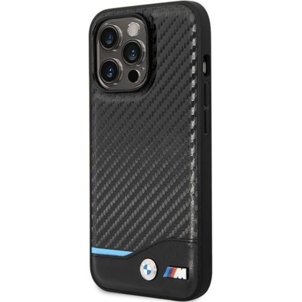 BMW iPhone 13 Pro Max -puhelinkotelo Nahka Hiilikuitu - Musta