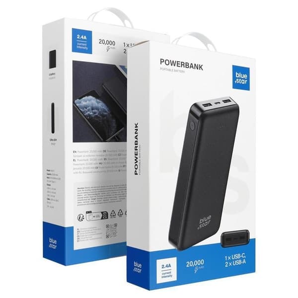 Blue Star Powerbank 20000 mAh 2.1A W2015 - Svart Black