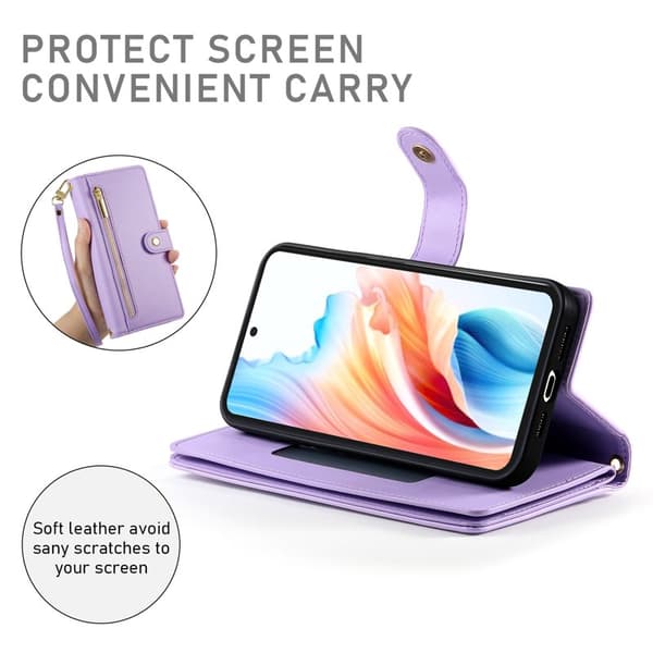 Plånboksfodral för Samsung Galaxy S26 Plus Konstläder med dragkedja - Lila