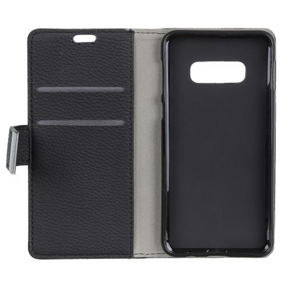 Litchi Skin Wallet Cover til Samsung Galaxy S10 Plus - Sort Black