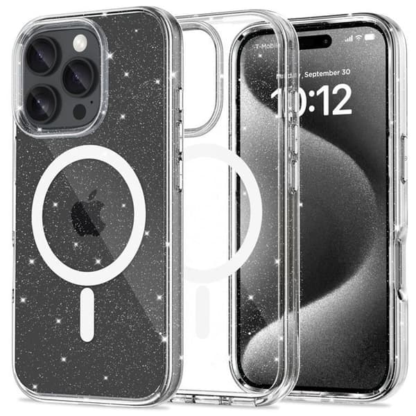 Tech-Protect Mobilskal till iPhone 16 Pro Max Magsafe Flexair Hybrid - Glitter Transparent