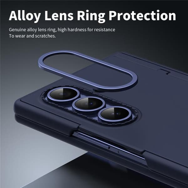 Plånboksfodral För Galaxy Z Fold 8 med Härdat Glas - Blå Blå