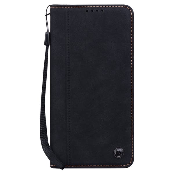 iPhone 17 Konstläder Plånboksfodral med Rem Lines Pattern - Svart Svart