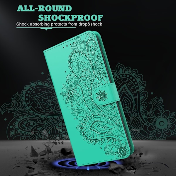 Blommor iPhone 13 Pro Max Plånboksfodral - Turkos