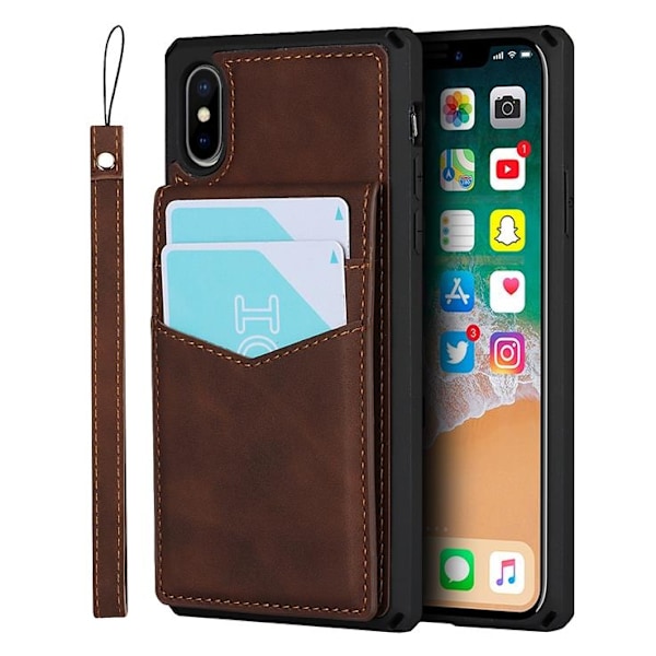 Skal med Kortplatser till iPhone X / Xs - Brun Brun