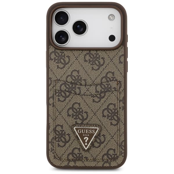 Guess Mobilskal till iPhone 17 Pro Max 4G Double Card Triangle Brun