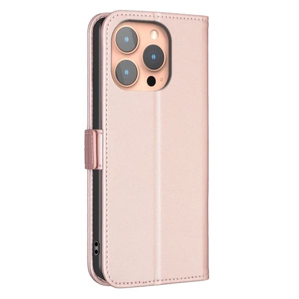 BINFEN COLOR BF31 iPhone 16 Pro Plånboksfodral Konstläder - Rosa