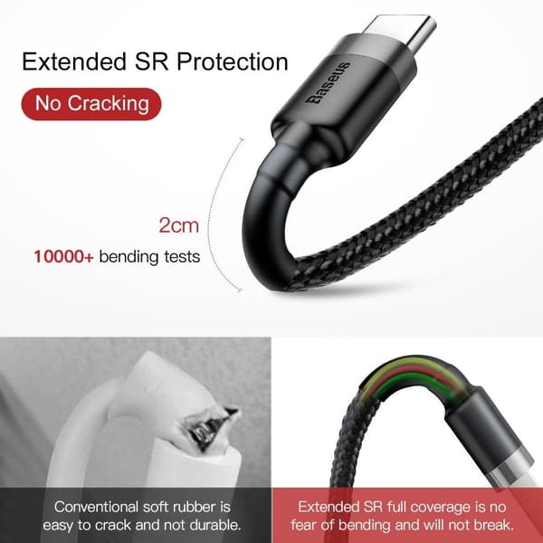 BASEUS USB Cafule till USB C -kaapeli 0,5 m - Musta Black