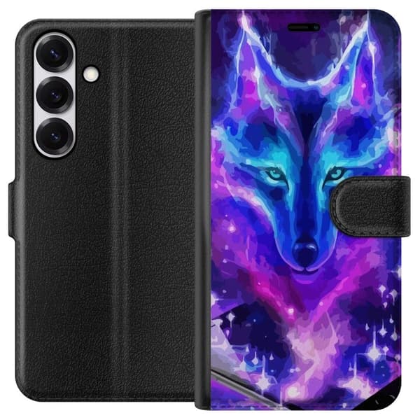 Plånboksfodral till Samsung Galaxy S25 med Neon Varg