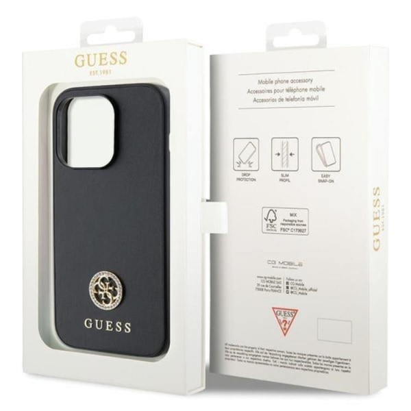 Guess iPhone 15 Pro Max -puhelinkuori Strass Metal Logo - Musta