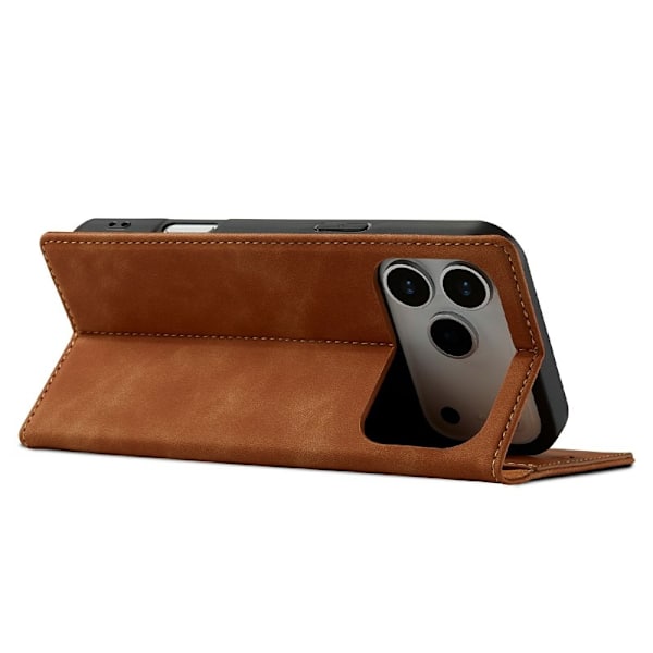 LC.IMEEKE iPhone 17 Pro Plånboksfodral Konstläder- Brun