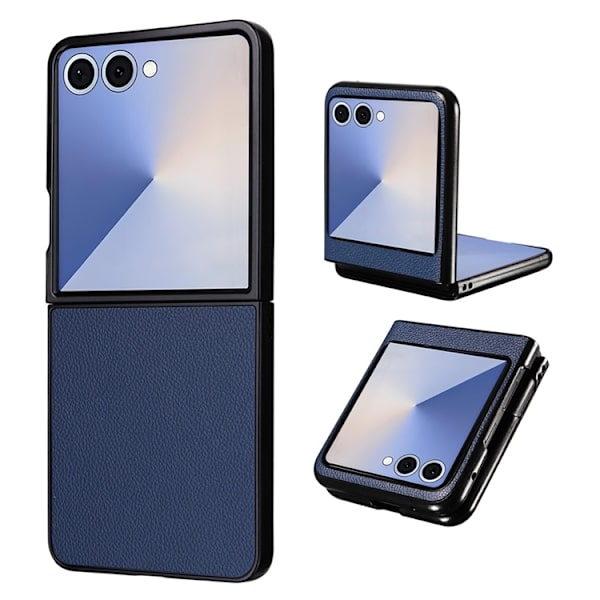 Mobilskal till Galaxy Z Flip7 Litchi Texture Läder - Blå Blå
