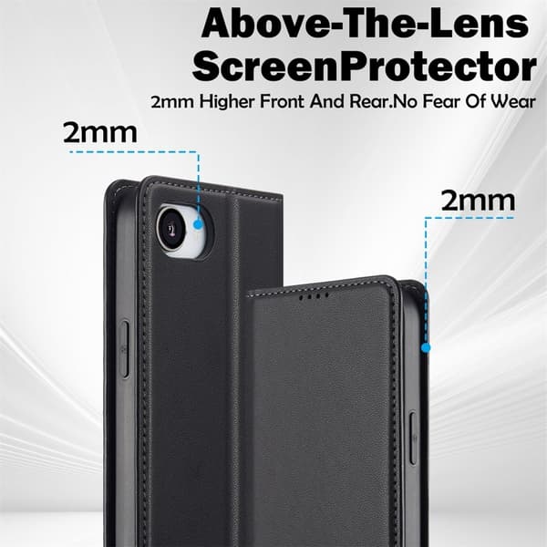 LC.IMEEKE L1 Series iPhone 16e Plånboksfodral Konstläder - Svart