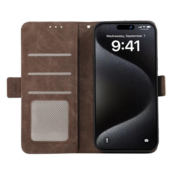 ABEEL iPhone 16 Plånboksfodral Konstläder RFID-Skydd Kortfickor - Brun