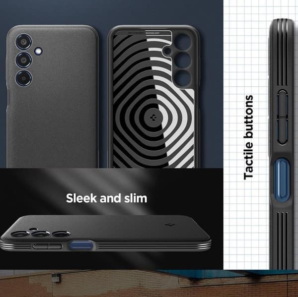 Spigen telefontaske til Galaxy M35 5G Essential Sandblast - Matt Sort Svart