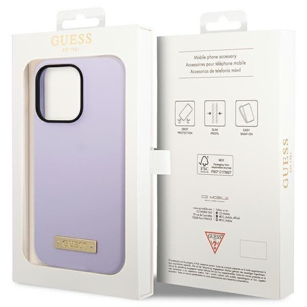 Guess iPhone 14 Pro Mobilskal Magsafe Logo Plate - Lilla Lila