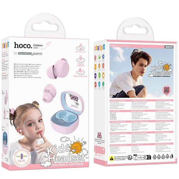 Hoco TWS In-Ear Hörlurar Bluetooth för barn EW111 - Rosa Rosa