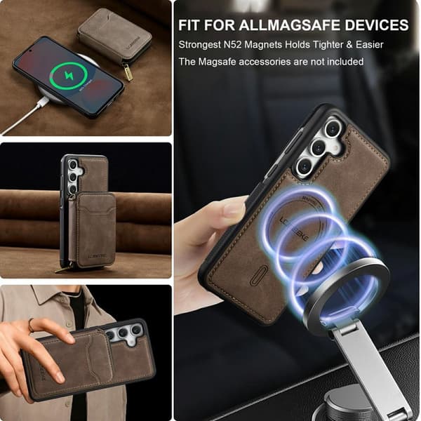 LC.IMEEKE Plånboksfodral för Samsung Galaxy S26 Plus Magnetiskt PC + TPU - Kaffe