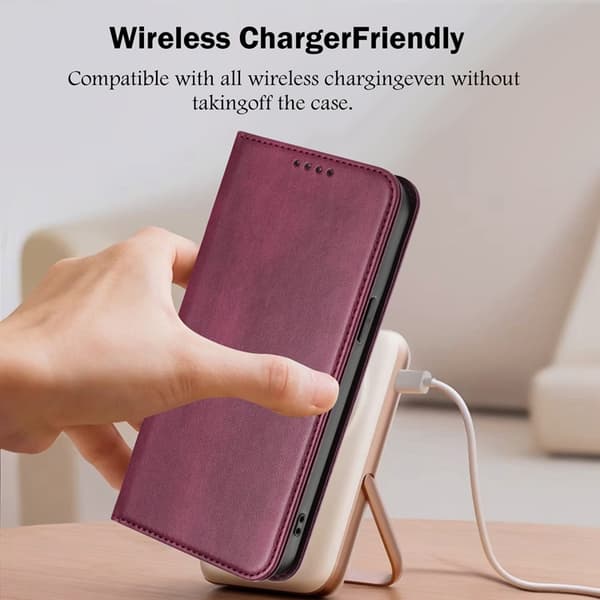 OnePlus 15 Plånboksfodral Retro RFID-Skydd Konstläder Vinröd