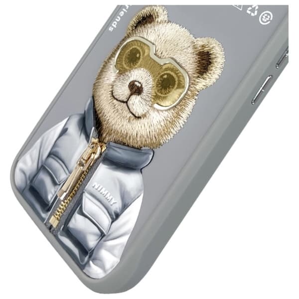 Nimmy Telefontaske til iPhone 16 Cool & Cute 2.0 Bear - Grå Grå