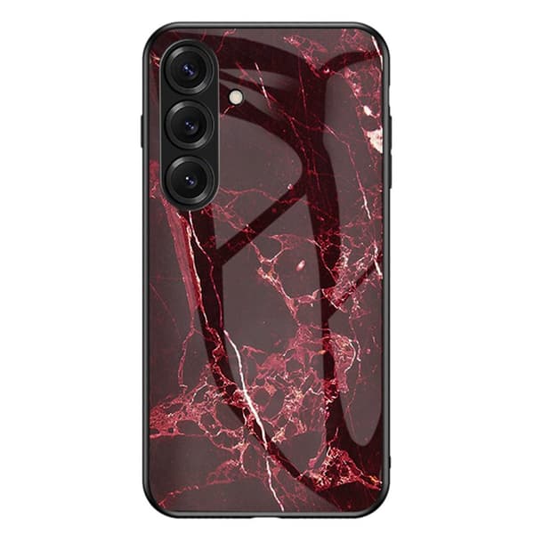 Mobilskal för Samsung Galaxy S26 Plus Tempererat glas Plast - Blodröd marmor