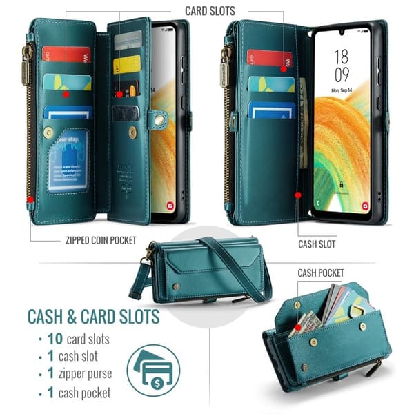CASEME Plånboksfodral Konstläder för Samsung Galaxy A33 5G - Grön