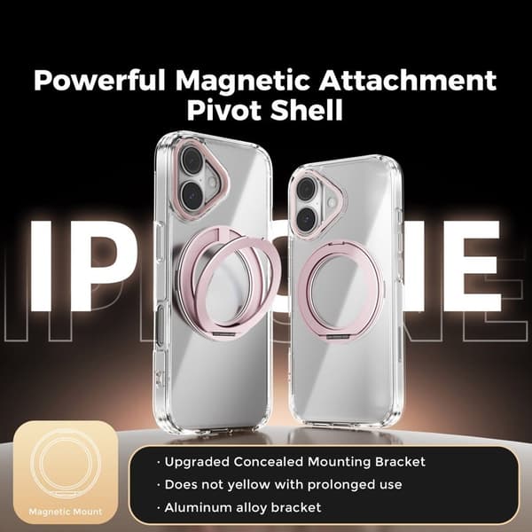 ABEEL Q-LUCK Mobilskal till iPhone 16 med Kickstand Shockproof - Rosa