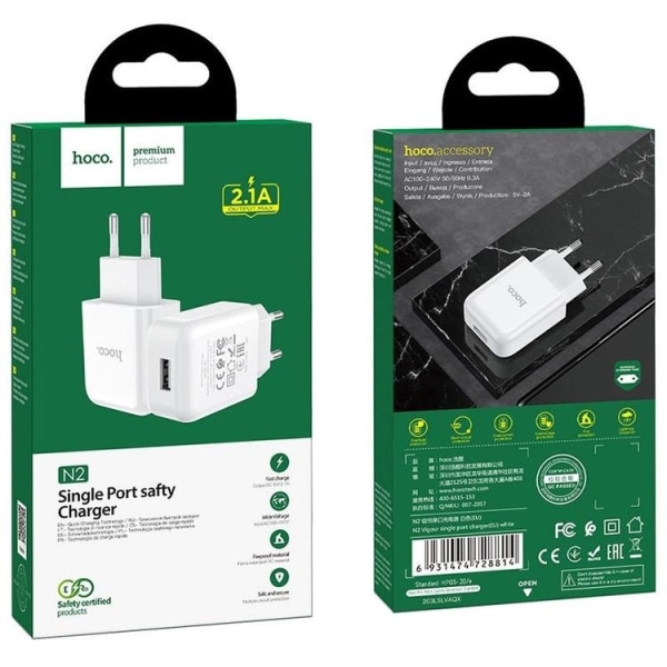 Hoco Väggladdare Adapter USB-A - Vit