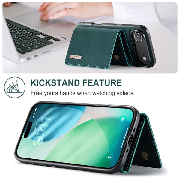 DG.MING iPhone Air Konstläder Plånboksfodral Kickstand Grön