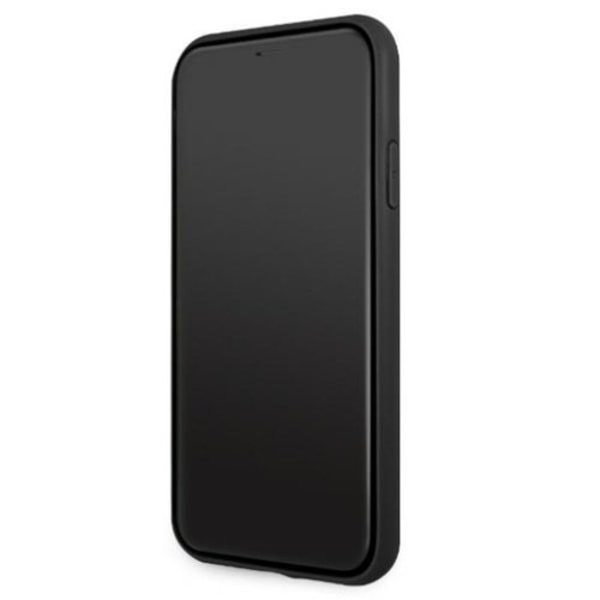 AMG Ægte Læder Debossed Lines Skal iPhone 11 - Sort Black