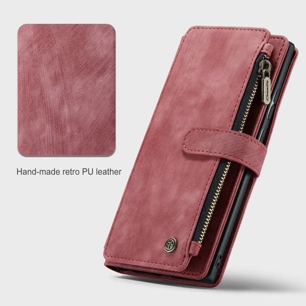 CASEME Konstläder Plånboksfodral för Samsung Galaxy Note20 Ultra - Röd