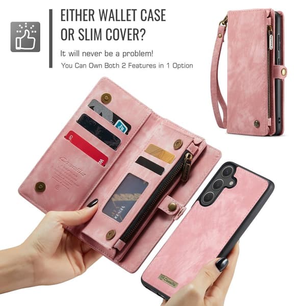 CaseMe Plånboksfodral för Samsung Galaxy S26 Plus Konstläder med rem - Rosa