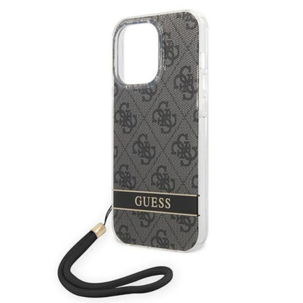 GUESS iPhone 14 Pro Max Skal 4G Print Strap - Musta