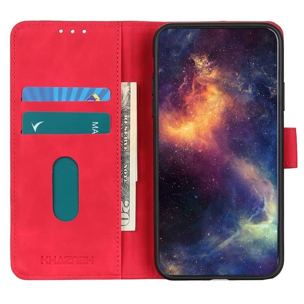 KHAZNEH OnePlus 13R 5G Plånboksfodral Konstläder Retro - Röd