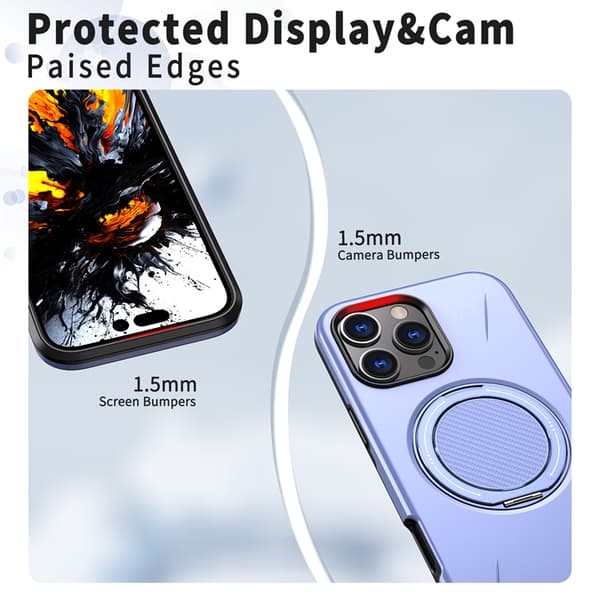 Mobilskal till iPhone 16 Pro MagSafe Rotating Kickstand TPU + PC Lila