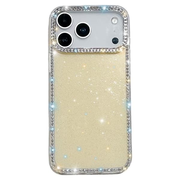 Mobilskal till iPhone 17 Pro Max Rhinestone Edge - Glitter Gul Gul