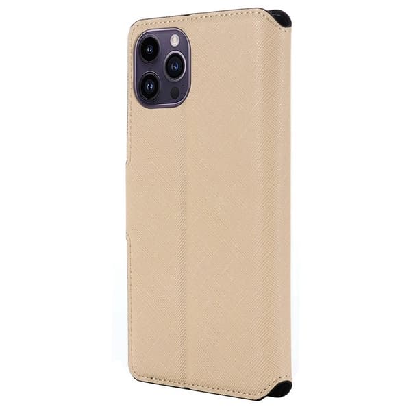 MUXMA iPhone 14 Pro Plånboksfodral Cross Texture - Guld Guld