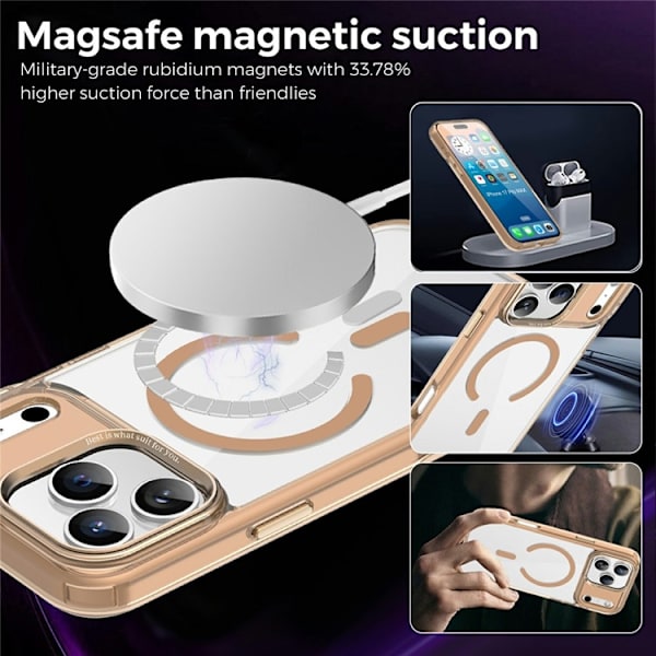 Mobilskal till iPhone 17 Pro MagSafe Transparent TPU+PC - Guld Guld