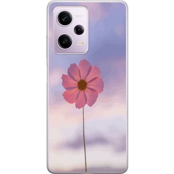 Telefontaske til Xiaomi Redmi Note 12 Pro med lyserød blomst