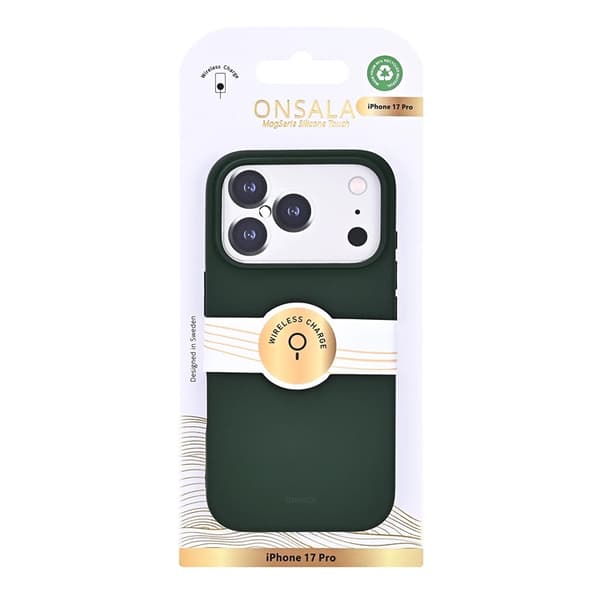 ONSALA Mobilskal till iPhone 17 Pro med Silikonkänsla - Olivgrön Grön