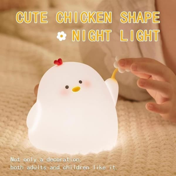 LED Nattlampa Tryck Chicken Art Deco - Vit Vit