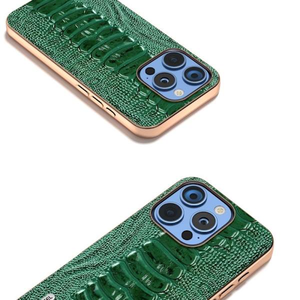 ABEEL iPhone 16 Pro Plånboksfodral Electroplating Grön Äkta Läder