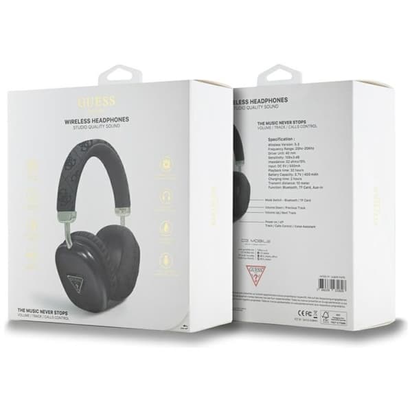 Guess Over-Ear-hovedtelefoner Bluetooth 5.3 4G trekantlogo Svart