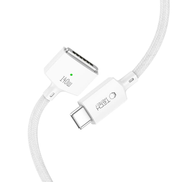 Tech-Protect Macbook-Kabel USB-C Till Magsafe 3 140w 2m Ultraboost - Vit Vit